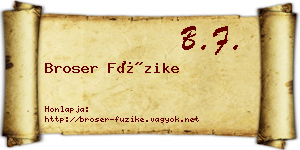 Broser Füzike névjegykártya